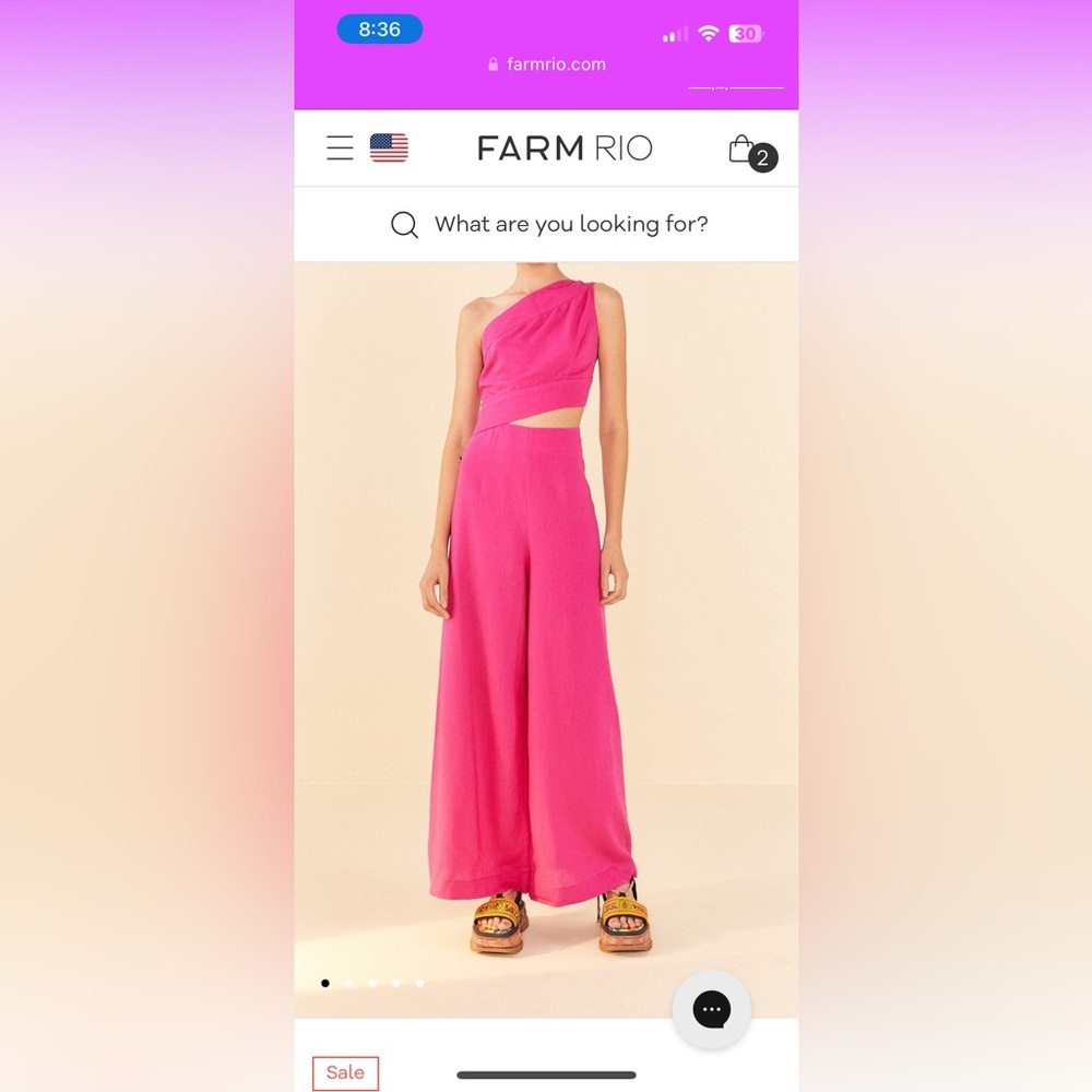 Farm Rio Pink One Shoulder Jumpsuit